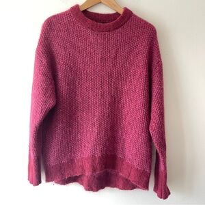Banana Republic Oversized Alpaca Blend Fluffy sweater crew S petite pink red